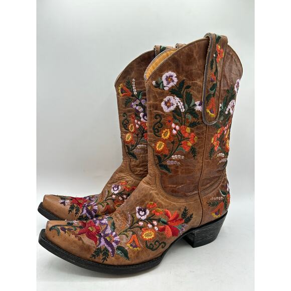 Old Gringo Women's Jasmine Embroidered Flower Brown Leather Western Boot - Picture 4 of 14